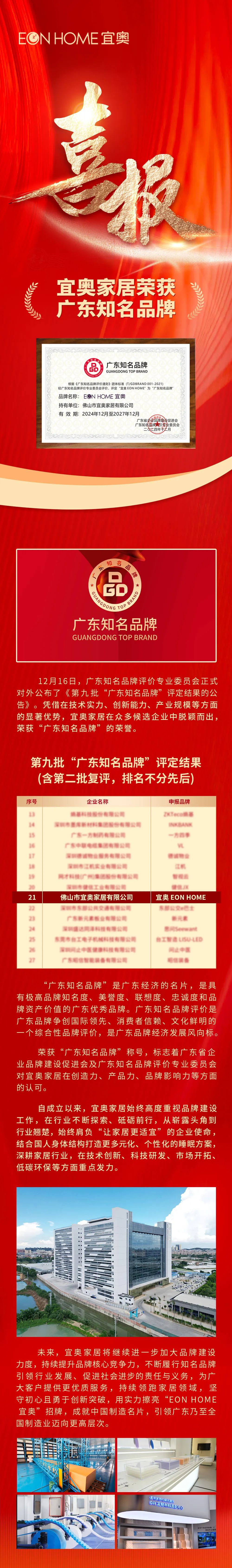 喜报 | 热烈祝贺宜奥家居荣获“广东知名品牌”荣誉(图1)